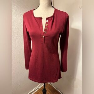 Women's Burgundy Button-Up Top